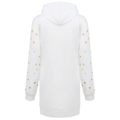 Christmas hot sale printed mid-length pocket hooded long-sleeved sweater