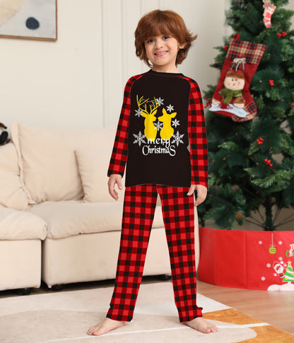 New Golden Deer Print Christmas Parent Child Pajama Set