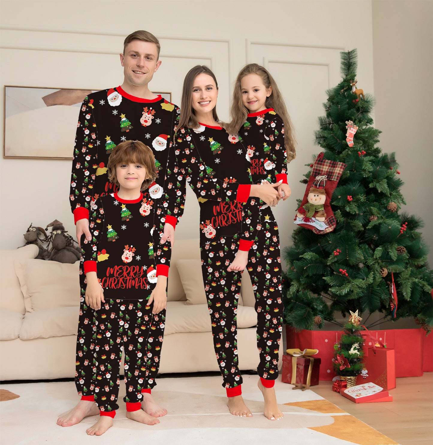 Printed Family Letters Christmas Pajama Set