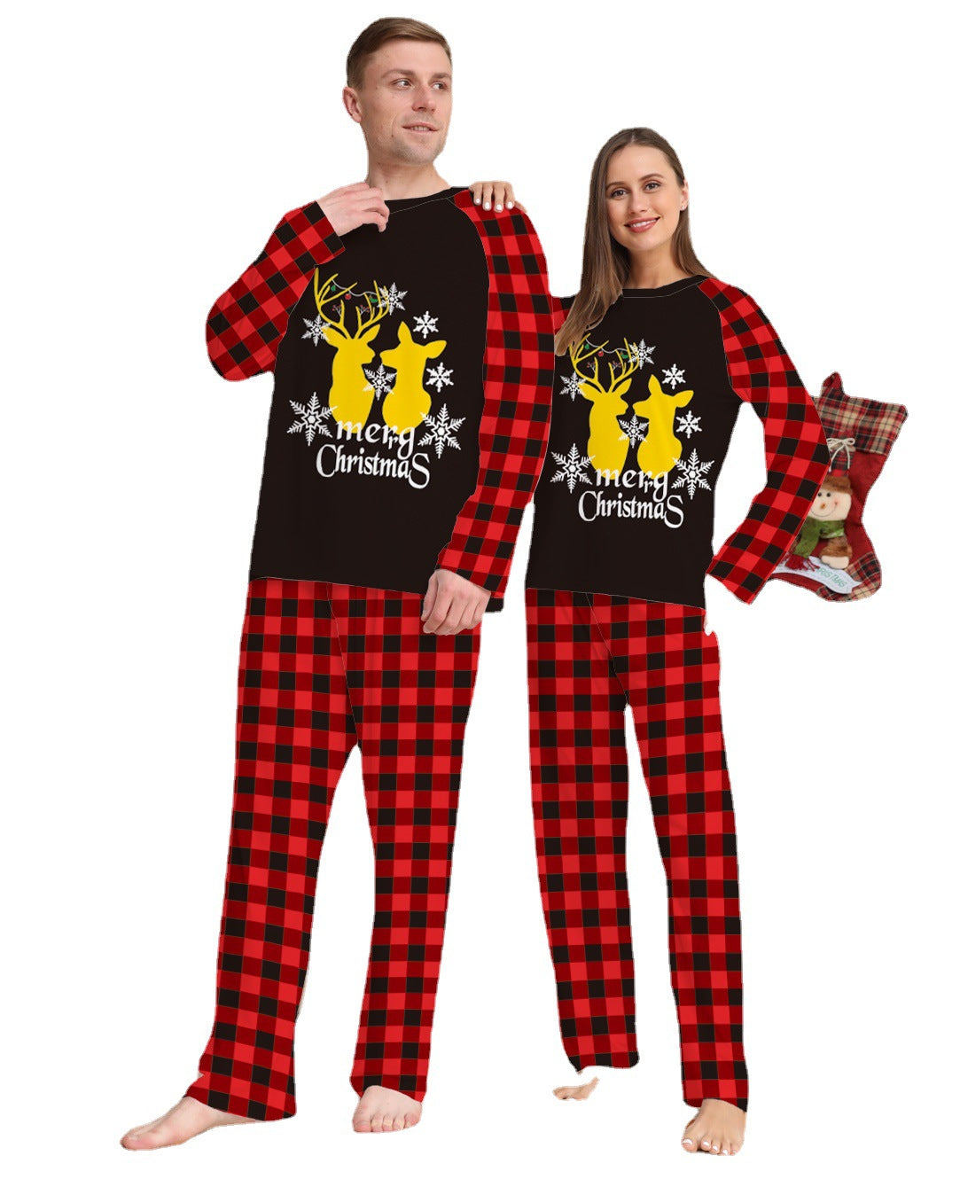 New Golden Deer Print Christmas Parent Child Pajama Set