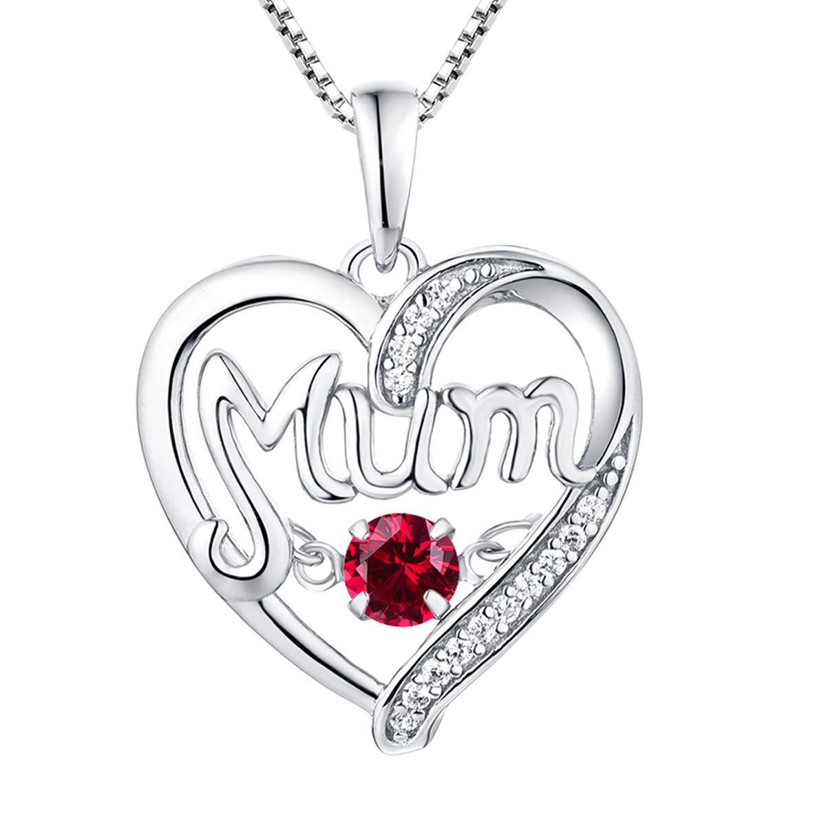 S925 Silver Pulsatile Heart MoM Necklace Mother's Day Gift Birthstones Smart Pendant